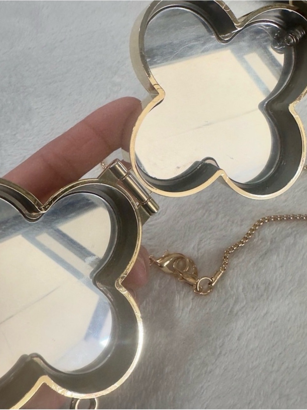 Gold Mirror w removable Chain Necklace